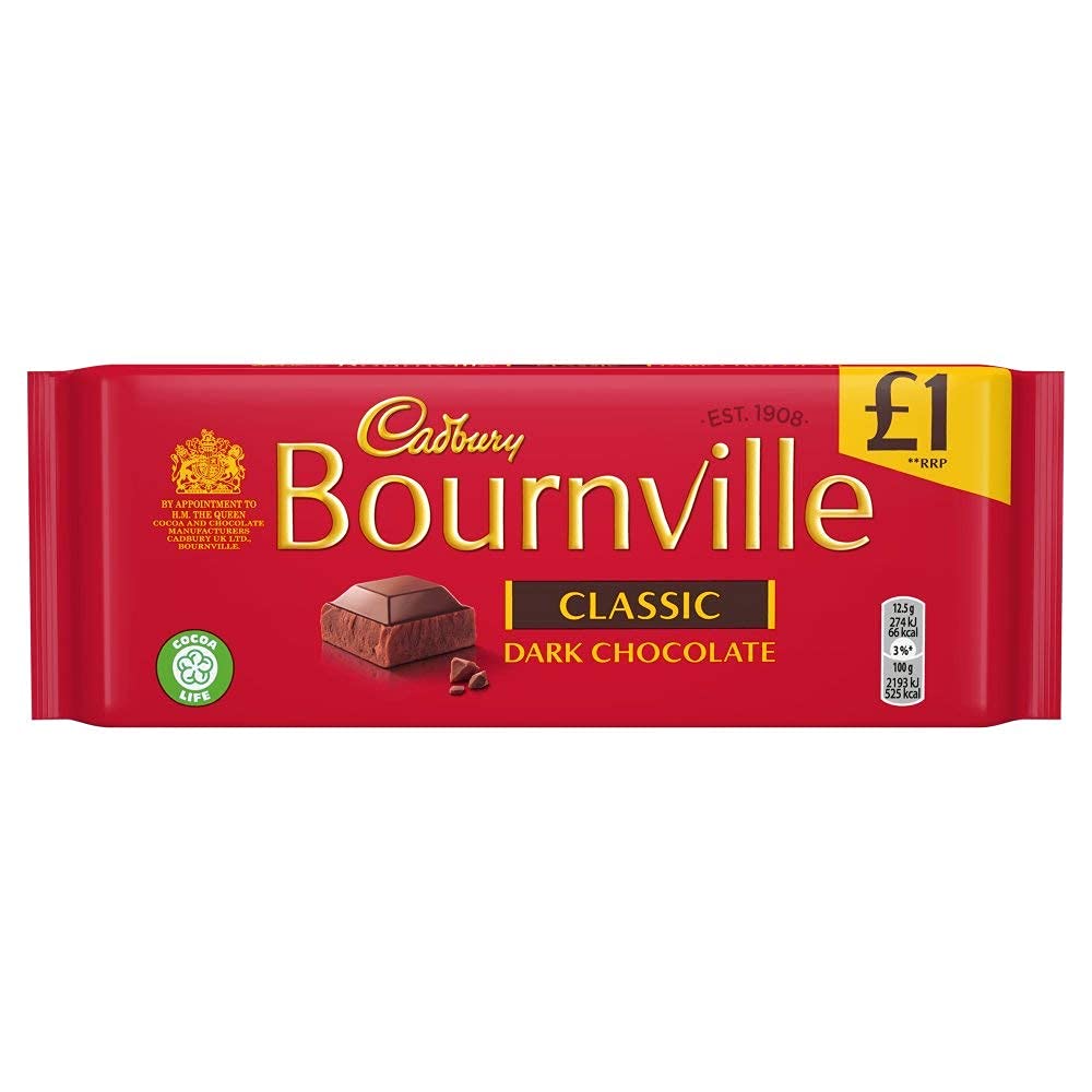 Cadbury Dairy Milk Bournville Dark Chocolate Block, 180g