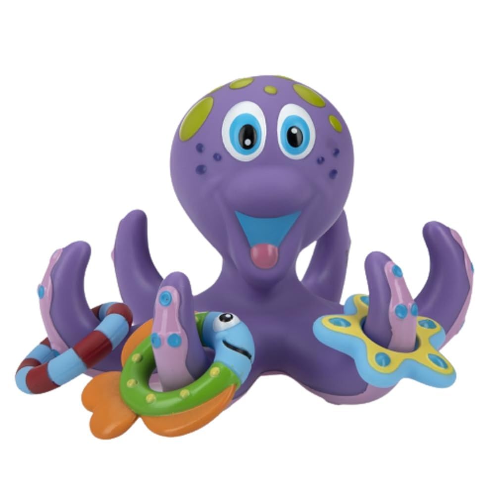 Nuby Octopus Floating Bath Toy - 3-Ring Toss for Sensory Play