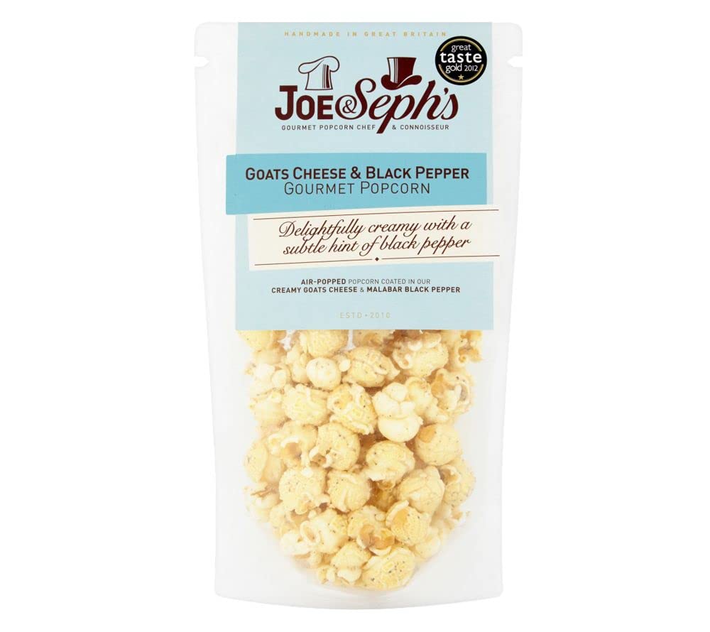 Joe & Seph's Goats Cheese and Black Pepper Popcorn (4x70g) - Gourmet Handmade Snack