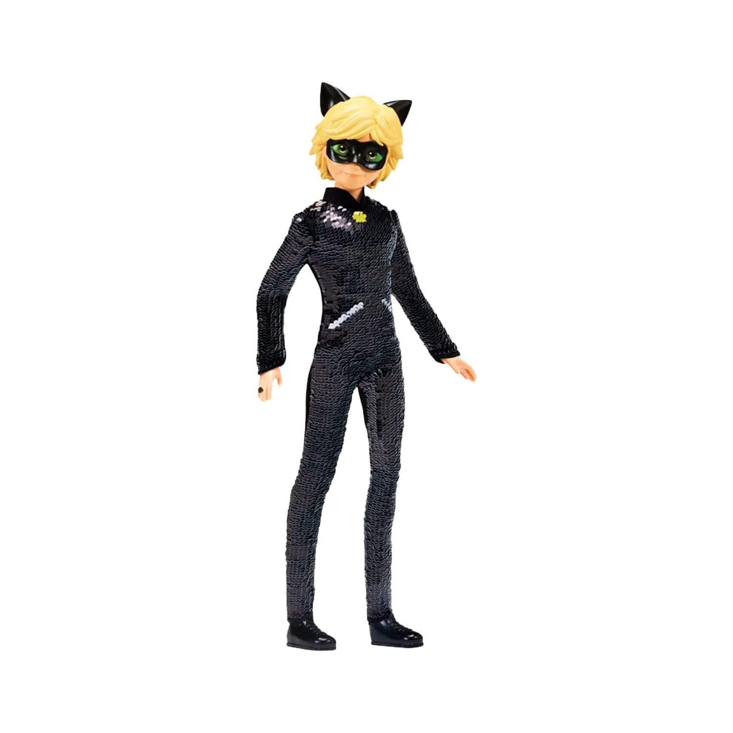 Bandai Miraculous Cat Noir Fashion Flip Doll - 26cm Articulated Action Figure with Reversible Sequins