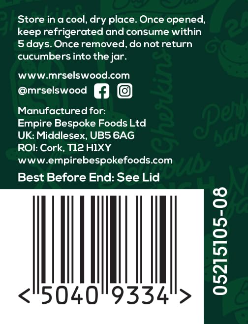 Elswood Whole Sweet Cucumbers 670g Jar 9