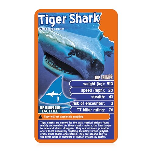 Top Trumps Deadliest Predators Card Game - Educational Wildlife Battle Game with Great White Shark, Komodo Dragon & King Cobra