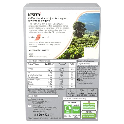 NESCAFÉ 2 IN 1 Original Instant Coffee (1 Pack of 8 Drinks)