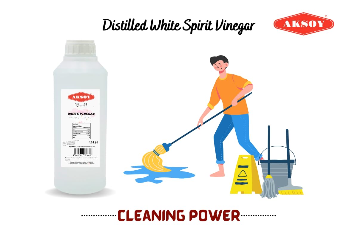 Aksoy Distilled White Spirit Vinegar 1.5L - Ideal for Cooking, Pickling & Natural Cleaning