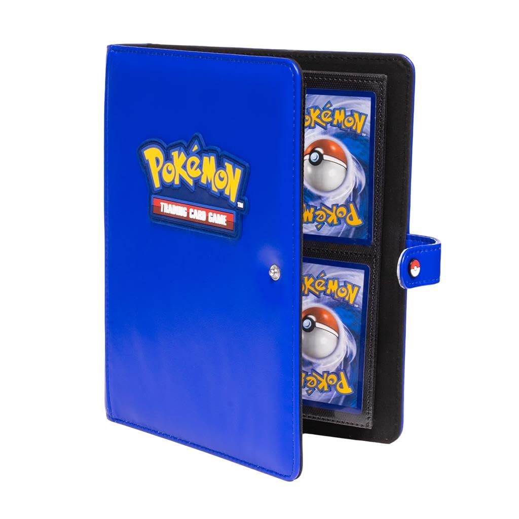 Ultra Pro Premium Pokémon 4-Pocket Snap Binder - Holds 160 Cards | Blue Leatherette Cover | Acid-Free