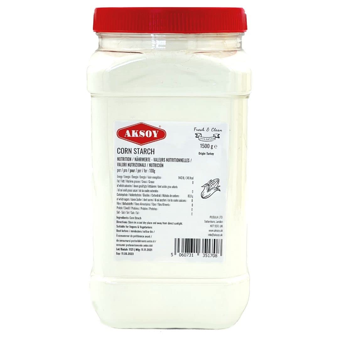 Aksoy - Corn Starch 1.5KG | Pure, Finely Ground, Gluten-Free Thickening Agent for Cooking & Baking