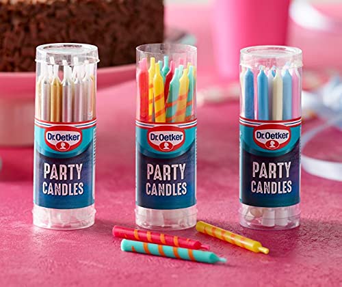 Dr. Oetker Party Candles - Assorted Pastel Colored Candles with Holders 6