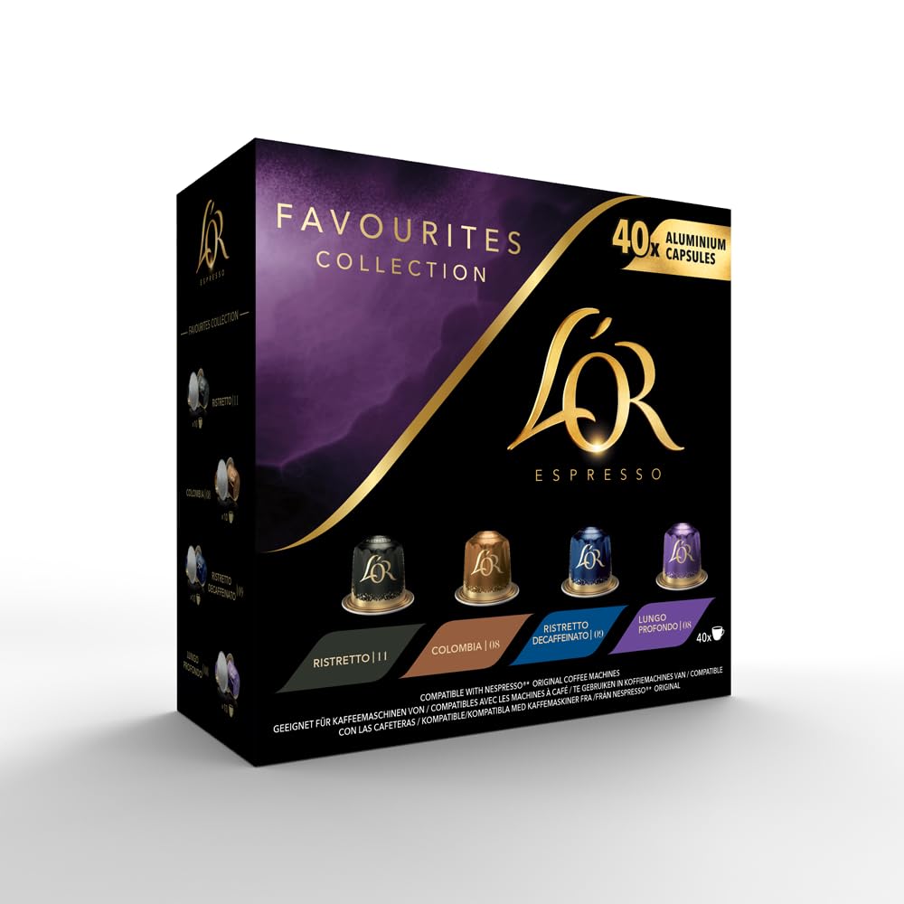 L"OR Espresso Favourites Variety Box - 40 Recyclable Coffee Pods for Nespresso® & L'OR Barista Machines