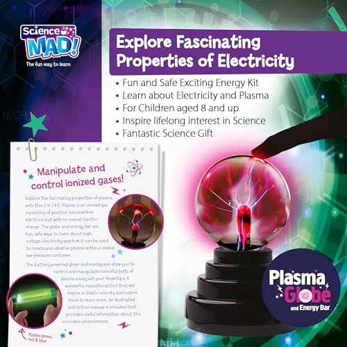 Science Mad Plasma Globe & Energy Bar 2-in-1 Kit - Educational Science Toy for Kids 8+ 8