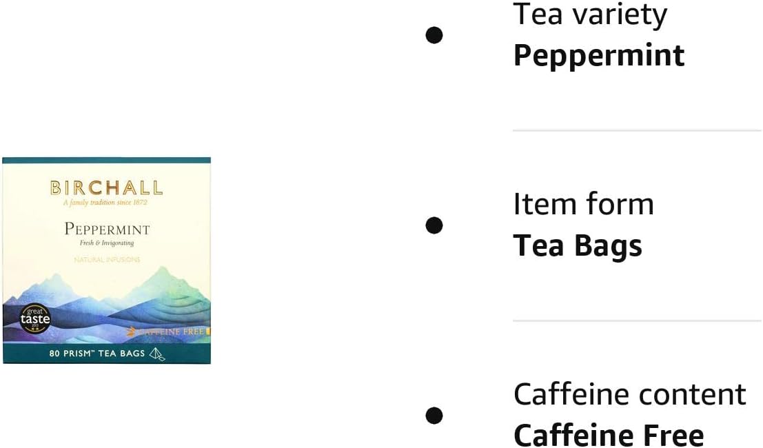Birchall Peppermint Tea Gift Set - Caffeine Free Herbal Tea with 80 Plant-Based Tea Bags 3