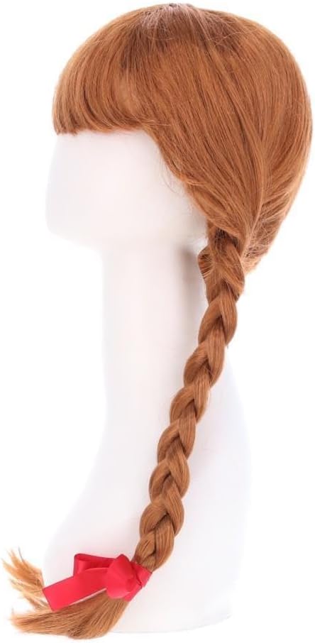 Smiffys Annabelle Long Plaited Wig with Ribbons, Auburn, One Size 3