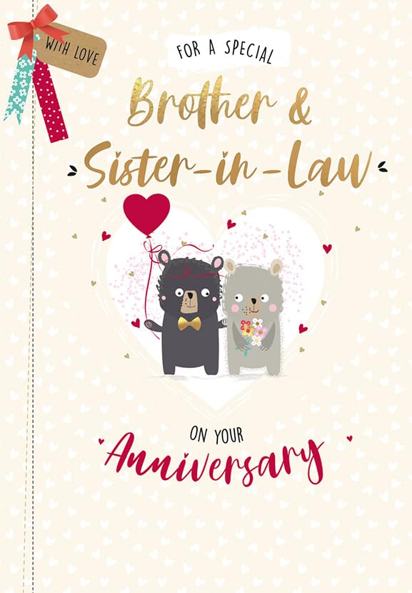 Piccadilly Greetings Anniversary Card for Special Brother & Sister-in-Law | 9 x 6 Inches