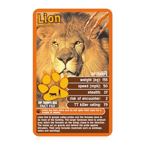 Top Trumps Deadliest Predators Card Game - Educational Wildlife Battle Game with Great White Shark, Komodo Dragon & King Cobra