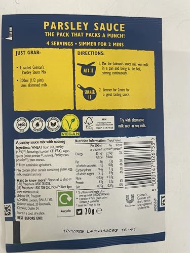 Colman's Parsley Sauce Mix with Nutmeg, 20g - Vegetarian, No Added MSG 5