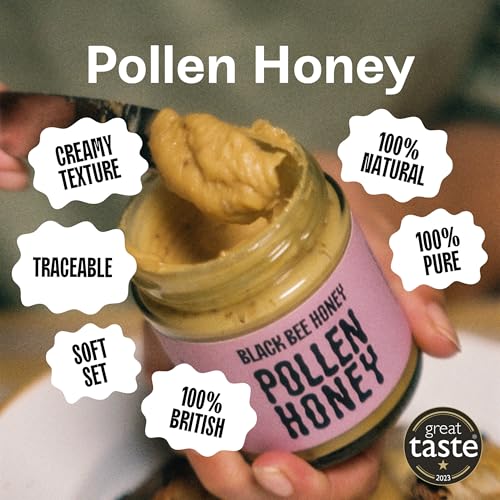 Black Bee Honey - Pure British Spring Honey with Bee Pollen Granules 6