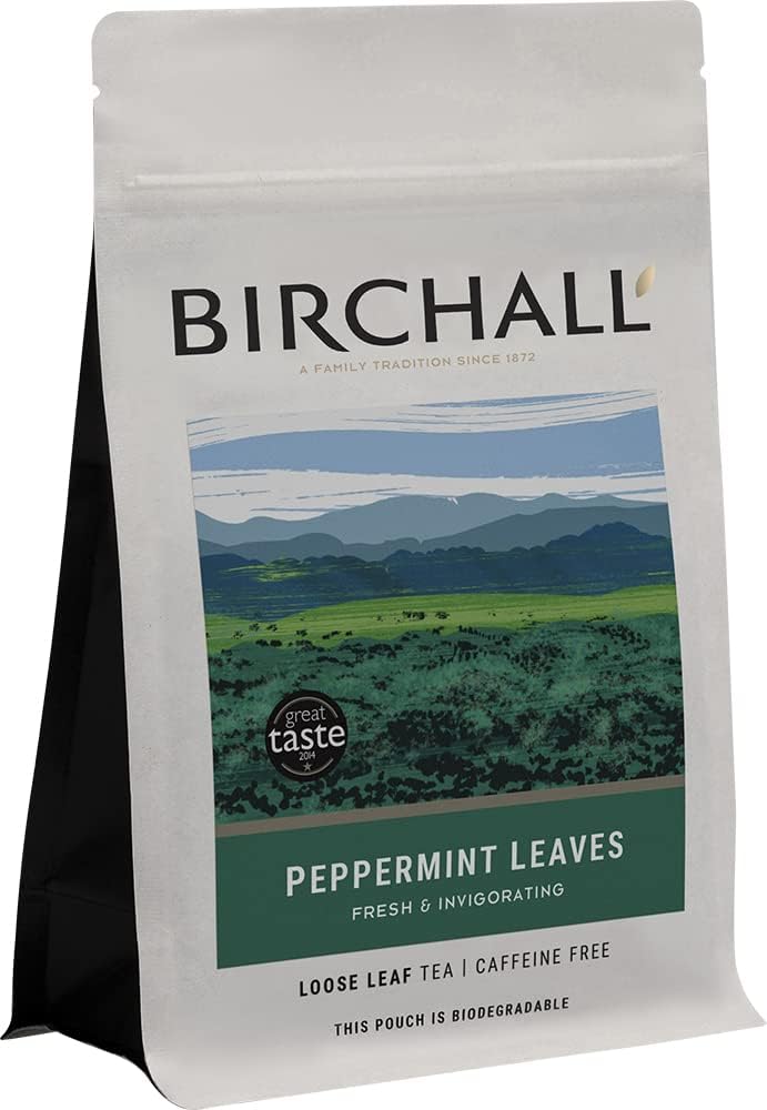 Birchall Peppermint Tea, Caffeine-Free Loose Leaf Herbal Tea, 75g