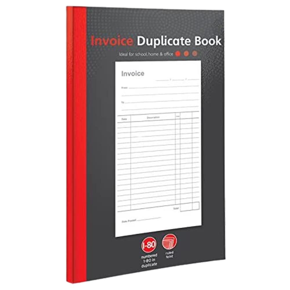 1ABOVE Duplicate Invoice Book - 1-80 Numbered Sheets | Approx A5 Size | Ruled Feint 1
