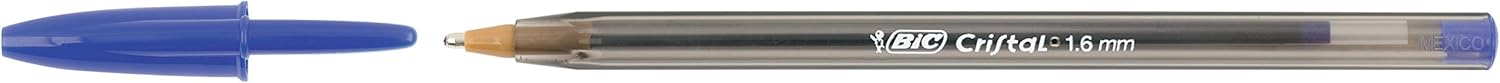 BIC Cristal Large, Wide Point Ball Ballpoint Pens, Smooth Ink Flow, Lightly Smoked Barrel, in Blue, Pack of 50 3