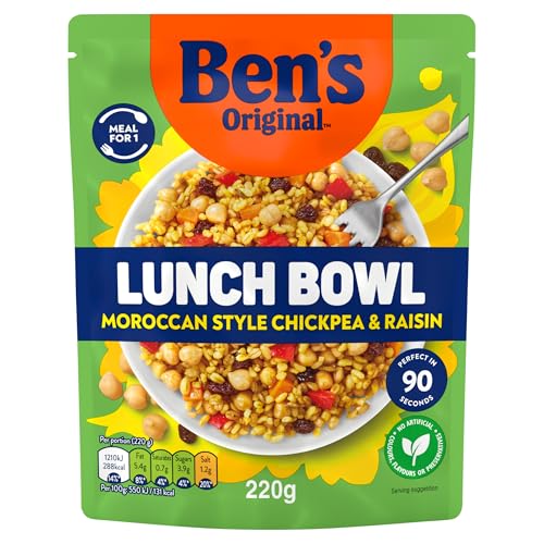 Ben's Original - Moroccan Style Chickpea & Raisin Lunch Bowl with Bulgur Wheat & Rice Ready Meal (6x 220g) 6