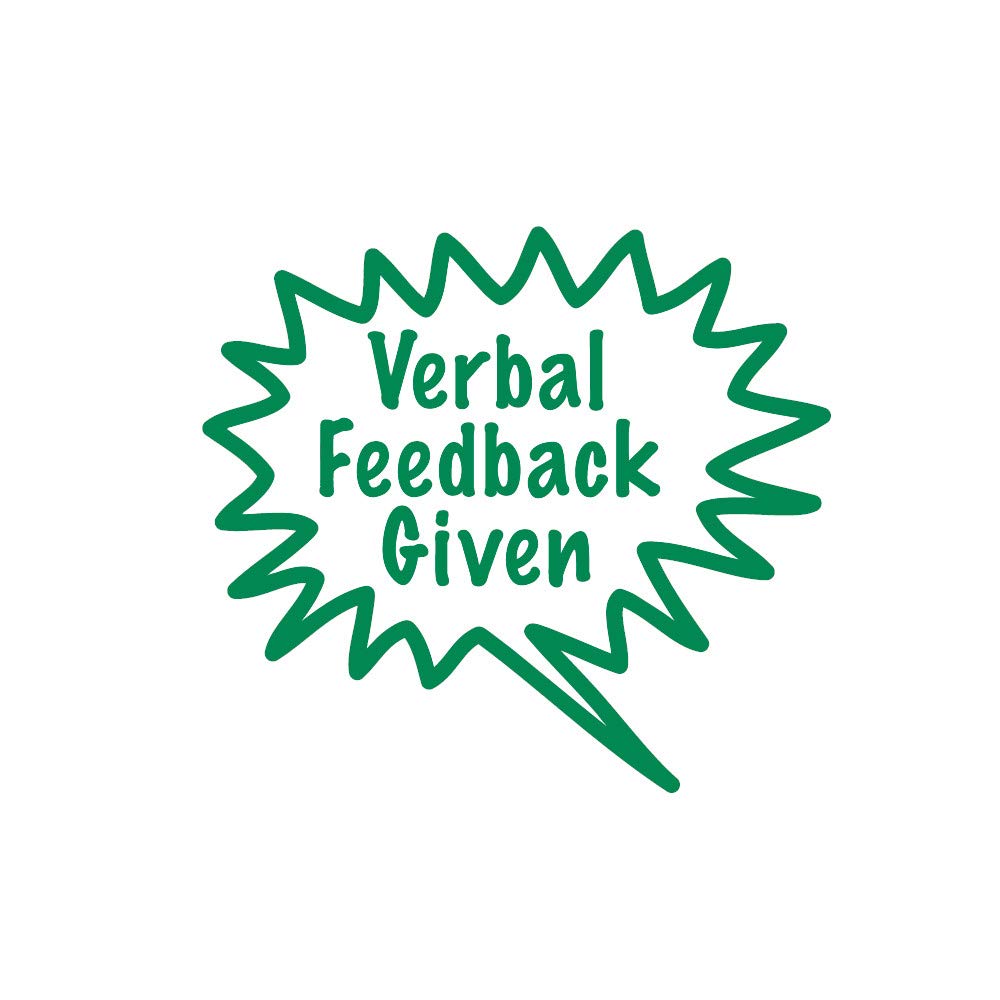 SuperStickers Verbal Feedback Given Pre-Inked Stamper | Green Ink | 28mm Impression 1