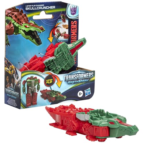 Transformers Earthspark Skullcruncher 1-Step Flip Changer Action Figure | 10cm Robot | Ages 6+