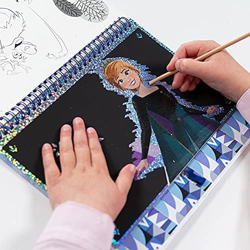 Totum Disney Frozen II Scratch & Colouring Book with Stencils and Glitter Stickers - Arts & Crafts Activity Set for Kids 3