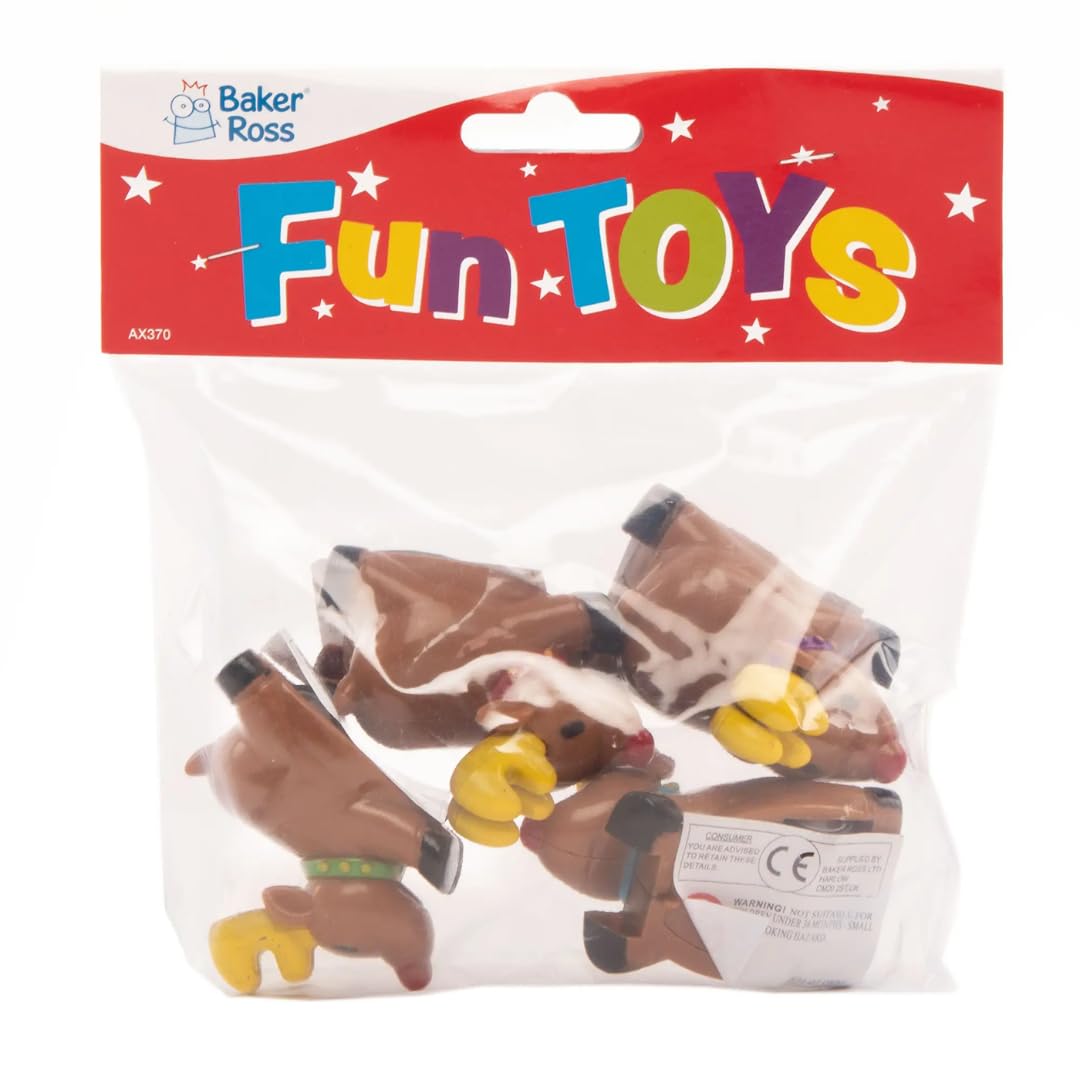 Baker Ross AX370 Racing Reindeer - Pack of 4 Pull-Back Race Toys for Kids
