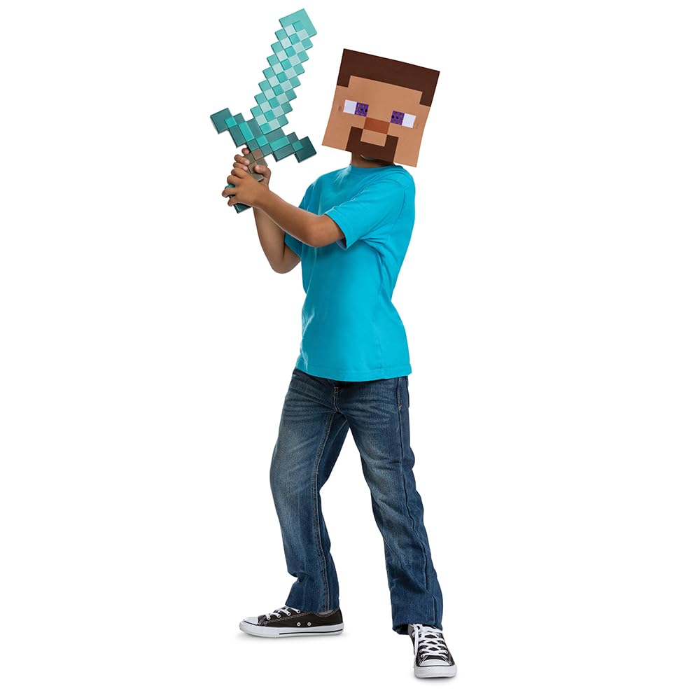 Disguise Minecraft Steve Mask and Diamond Sword Set - Kids Costume Accessories