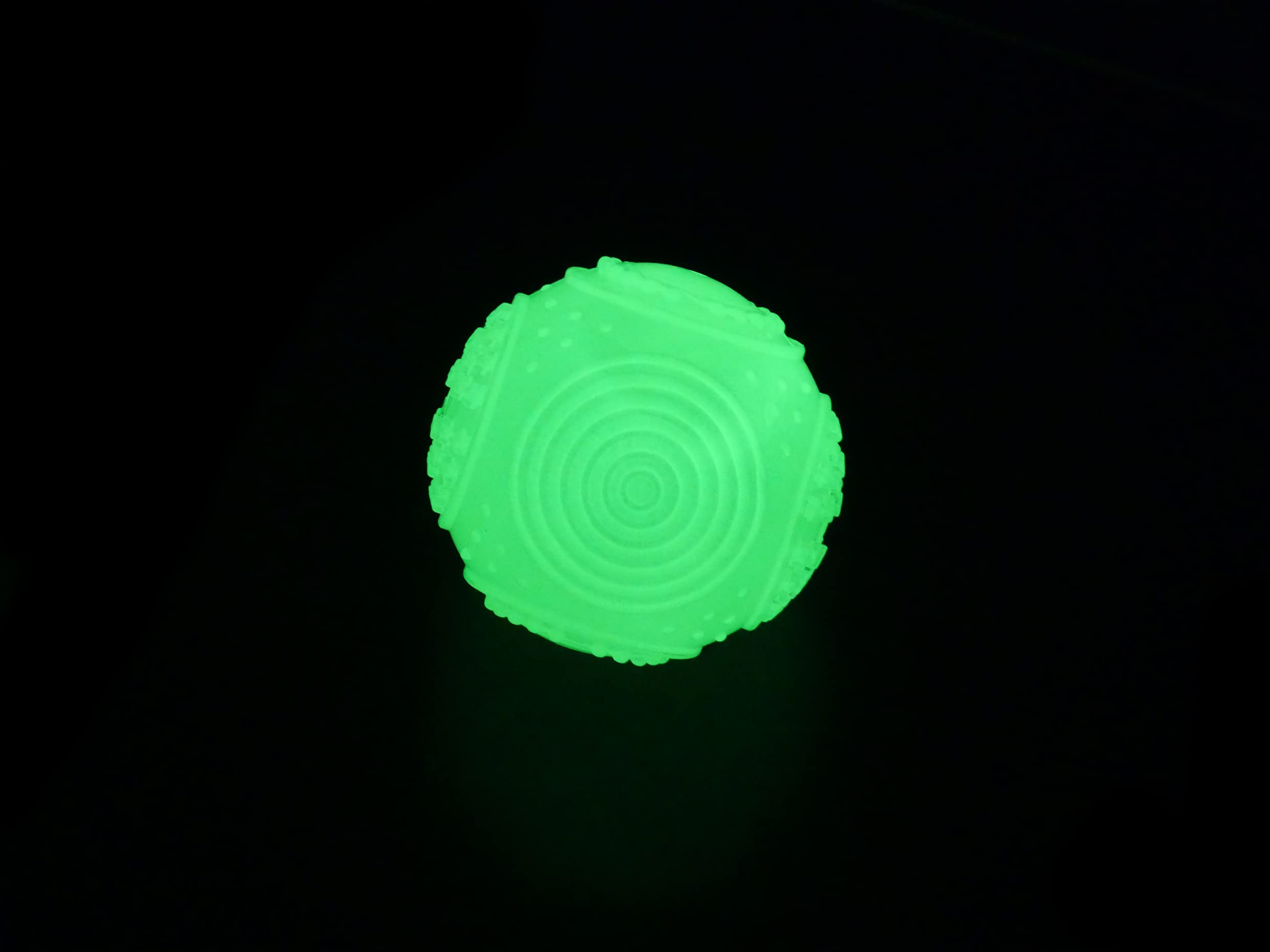 Rosewood Glow In The Dark Dog Ball - Reflective Squeaker Toy for Fetch | Natural Rubber | Green 3