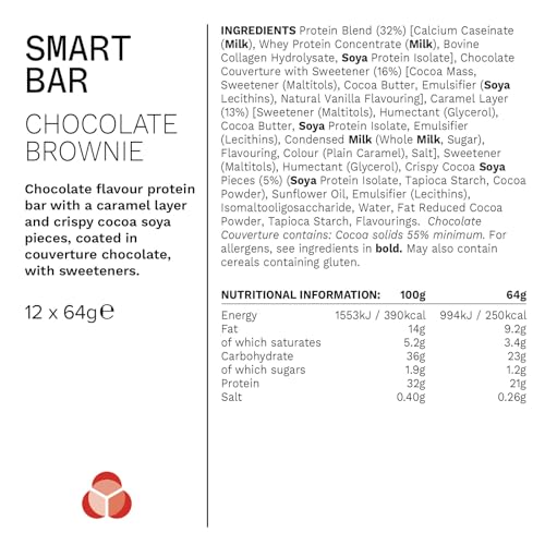 PhD Nutrition Smart Protein Bar Low Calorie, High Protein Low Sugar, Chocolate Brownie Flavour, 21g Protein, 64g Bar (12 Pack) 13