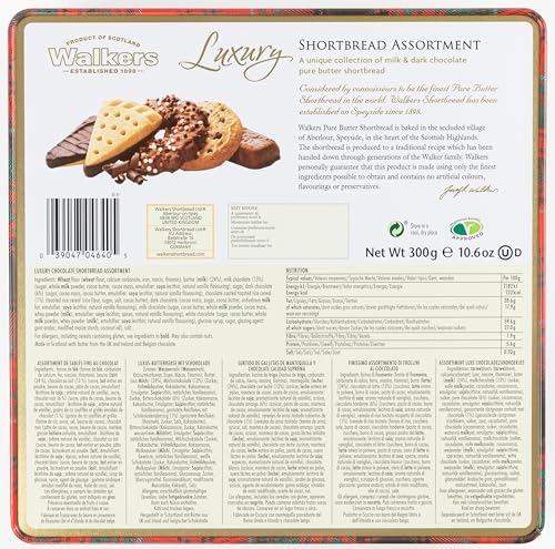 Walker's Shortbread Luxus-Milch- und Zartbitterschokoladen-Sortiment, Andenkendose, 300 g 8