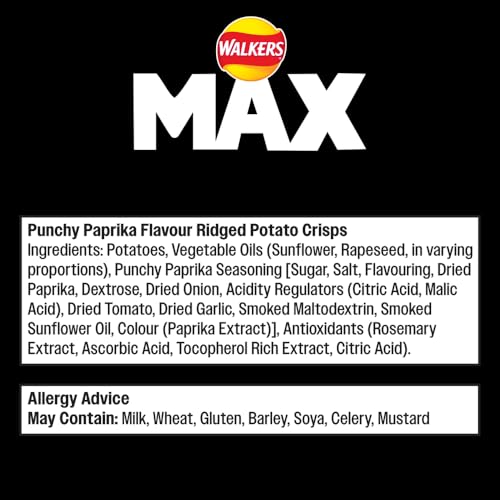 Walkers Max Punchy Paprika Flavour Crisps Multipack 6x27g 5