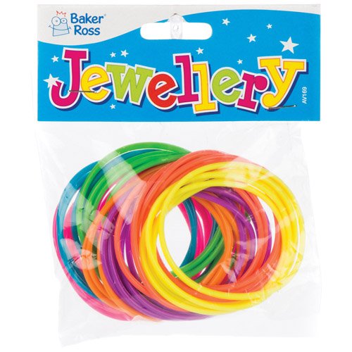 Baker Ross Gummy Bracelets Pack of 40 - Assorted Color Plastic Party Favors for Kids