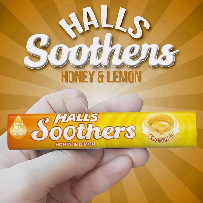 Halls - Soothers Honey & Lemon Flavoured Lozenges with Real Fruit Juices, 45 g 3