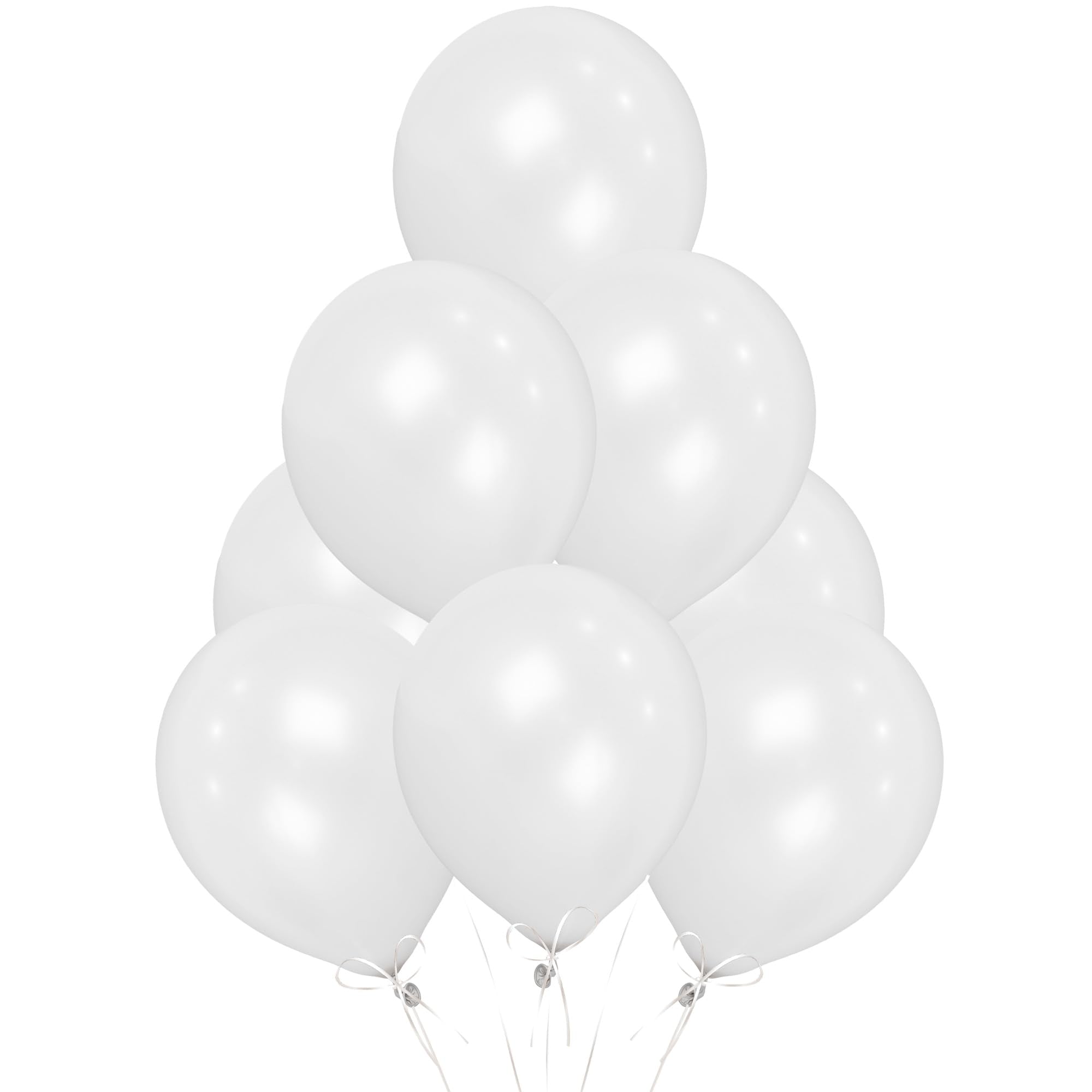 SHATCHI White Balloons 10 Pack - 12 Inch Thick Latex, Biodegradable for Party & Wedding Decor