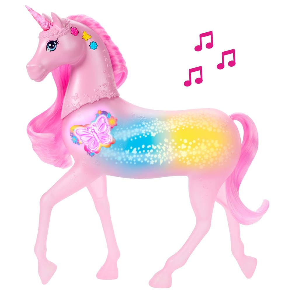 Barbie Sparkle Lights Spielzeug-Einhorn – Interaktives Licht- und Soundspiel für Kinder ab 3 Jahren 5
