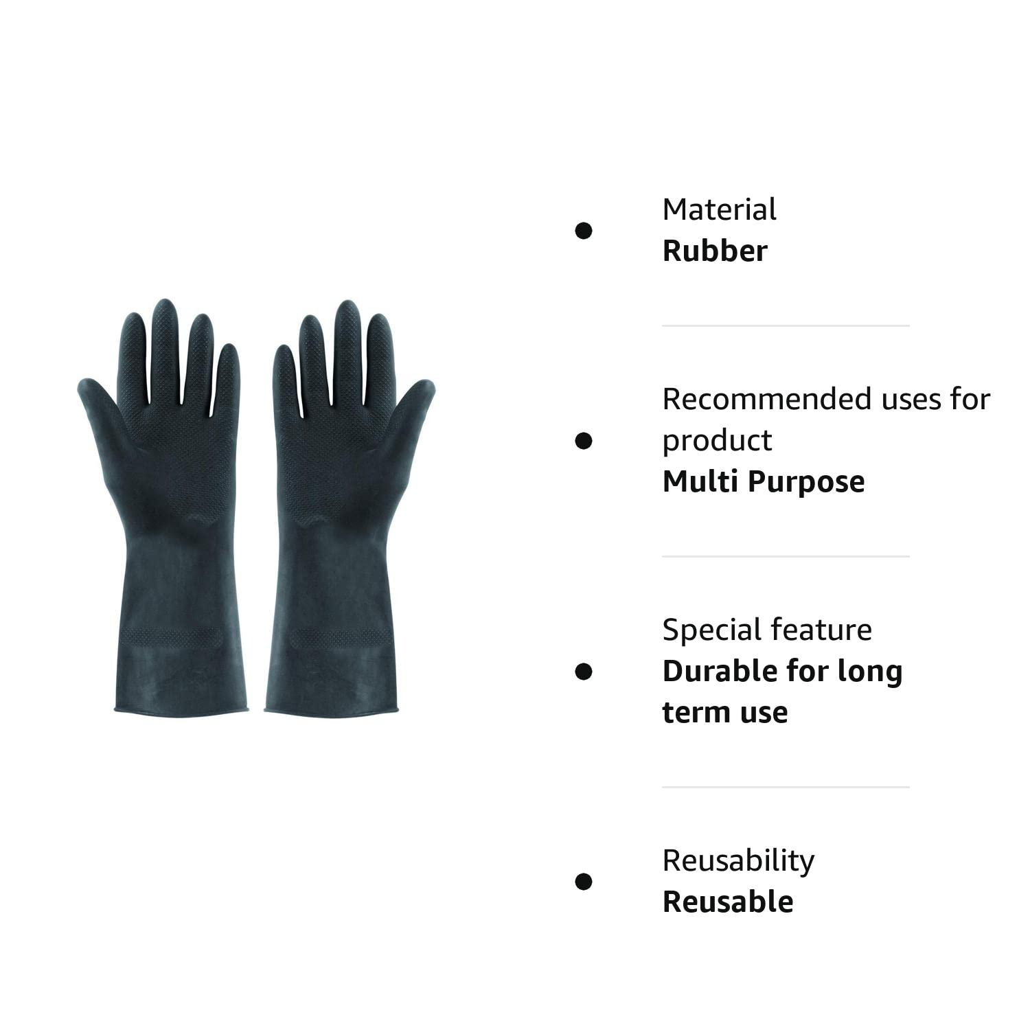 Elliott - 2-Piece Large Extra Tough Rubber Gloves, Black