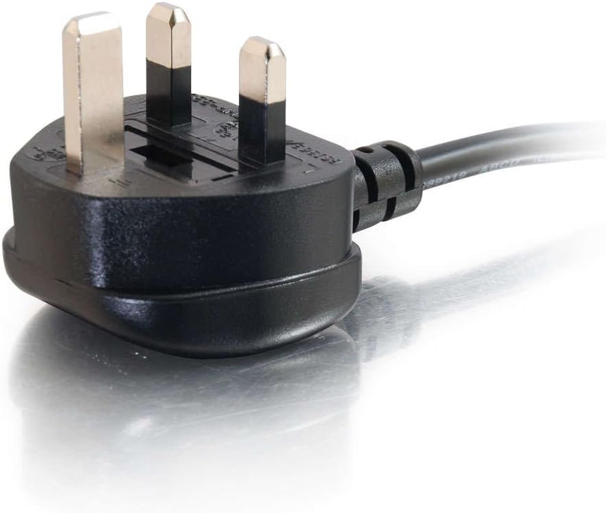 C2G 2 Metre 16 AWG Right Angle Power Cable (IEC320C13R to BS1363) - Heavy Duty Kettle Lead