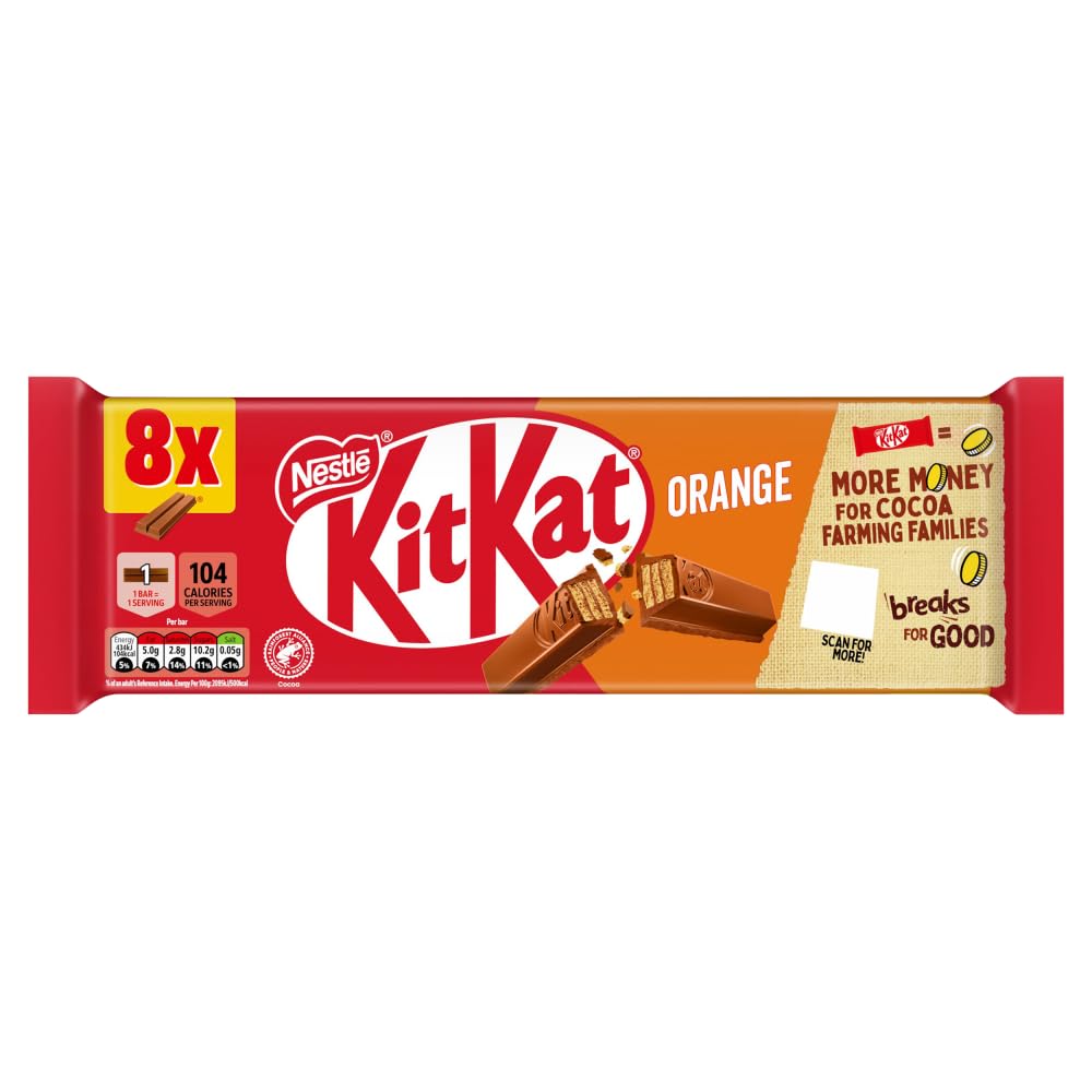 KitKat 2 Finger Orange Chocolate Biscuit Bars – 8 Pack (8 x 20.7 g)