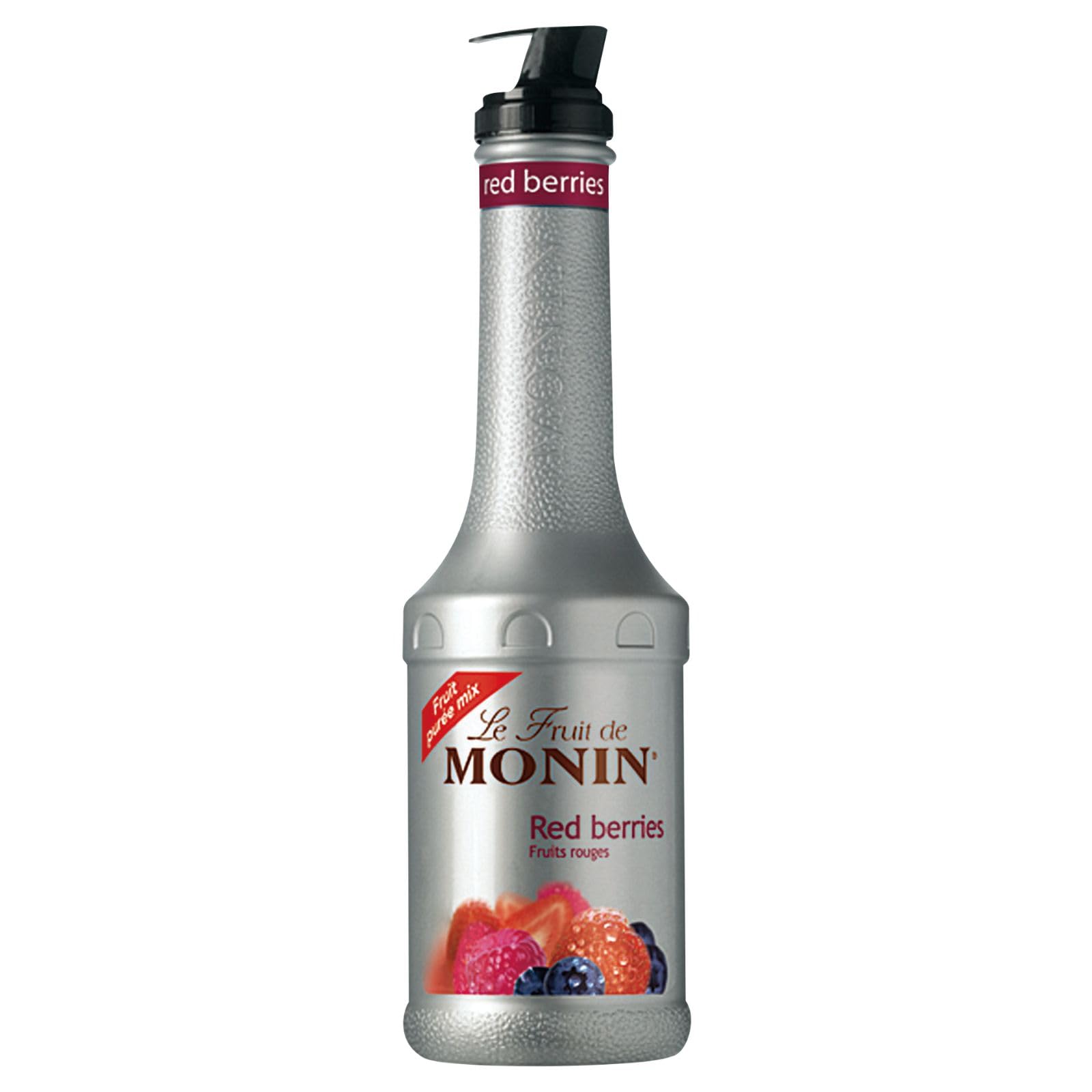 MONIN Red Berries Fruit Mix Puree 1 Litre - Vegan, Allergen-Free, 100% Natural for Cocktails, Smoothies & Mocktails