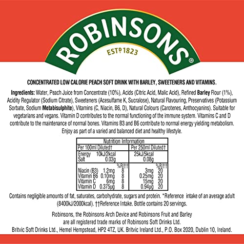Robinsons Fruit & Barley Peach Squash, 1L Bottle 8