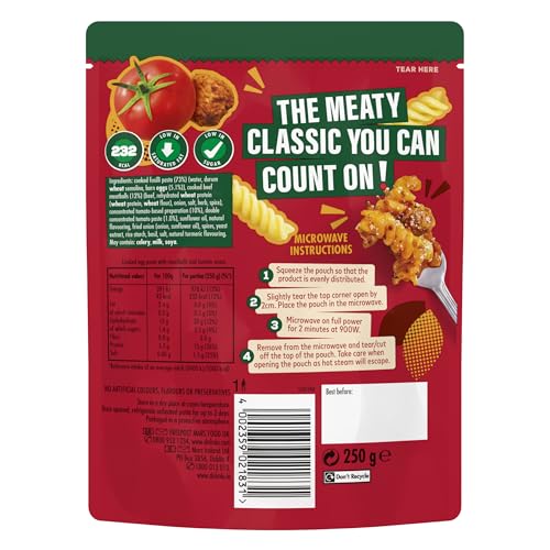 Dolmio Classics Meatballs Fusilli Ready Meal - 6x 250g Microwave Pasta with Tender Meatballs & Tomato Sauce 7