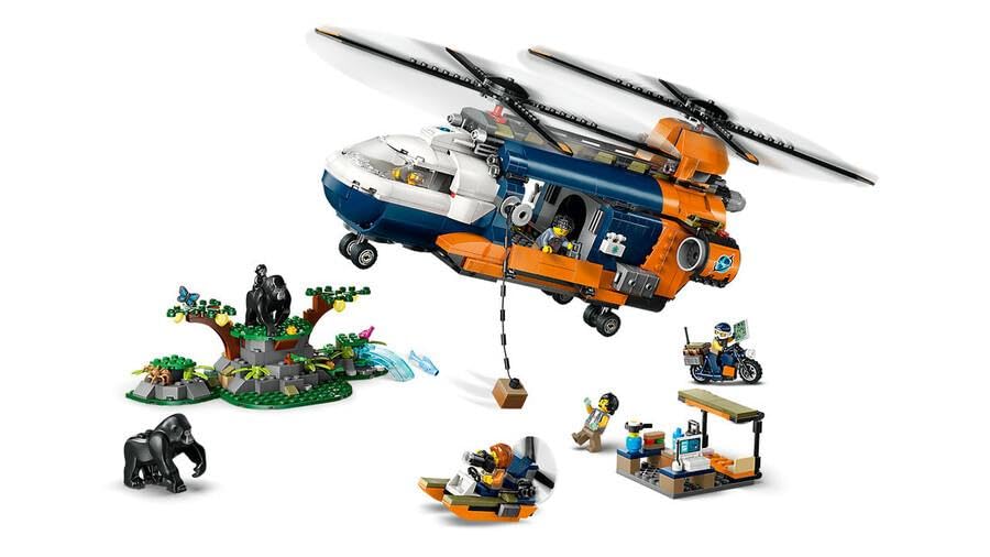 LEGO City Jungle Explorer Helicopter at Base Camp - Building Toy Playset for Kids 8+ 11