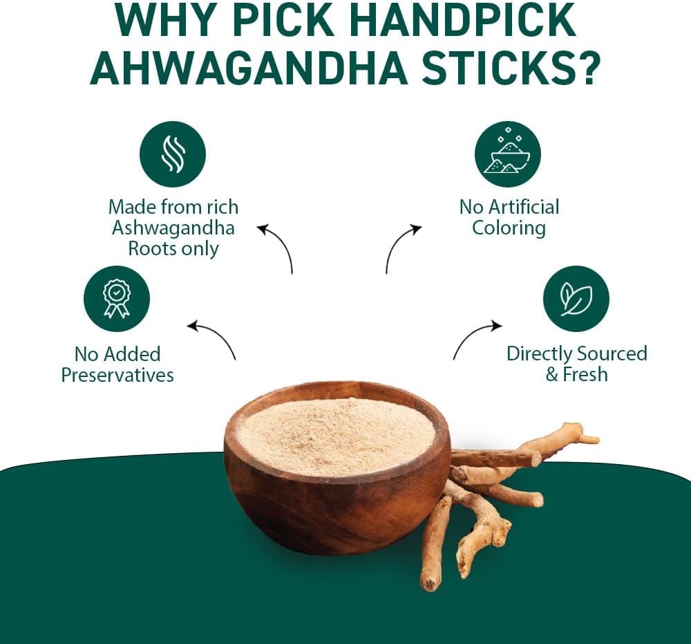 HANDPICK Ashwagandha Root Powder - Withania Somnifera - 100% Natural Non-GMO Vegan Herb from India (200g) 4