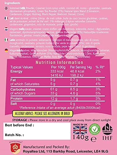 Royal Chai Kashmiri Pink Chai Unsweetened - 10 Single Serving Sachets