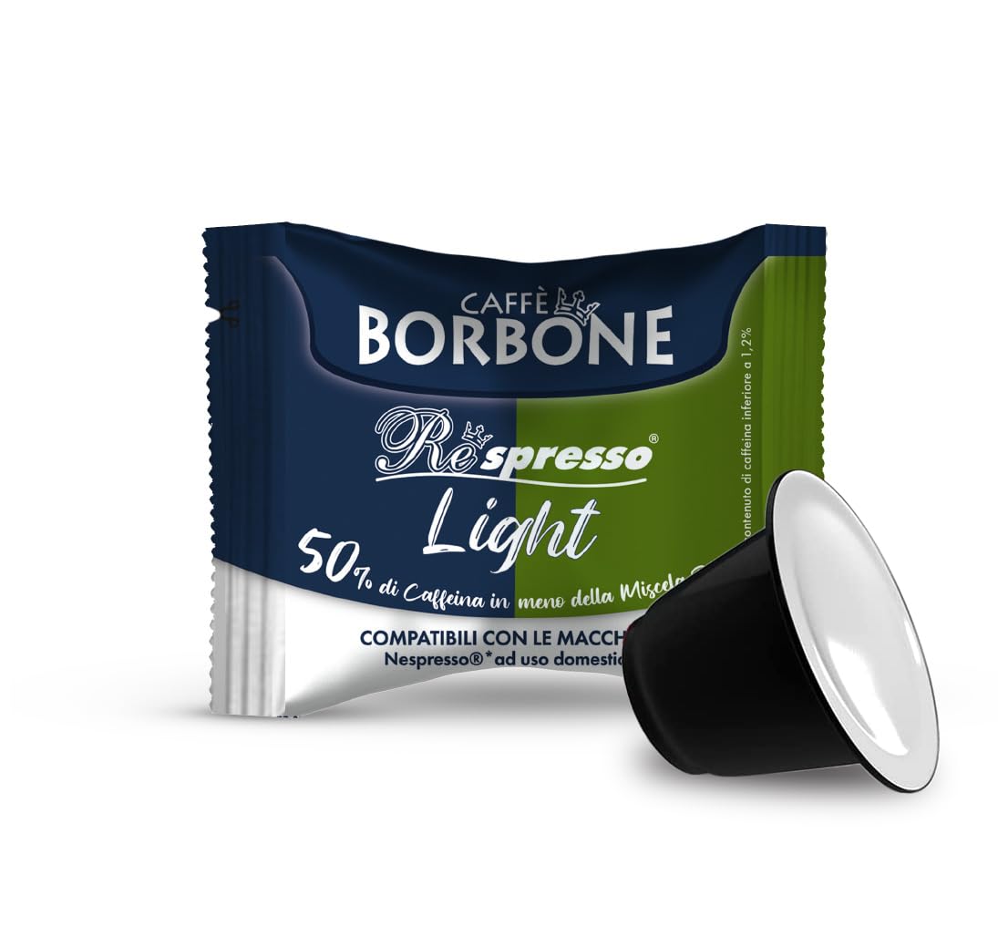 Caffè Borbone Respresso Light Kaffeemischung – 100 Kapseln, 50 % weniger Koffein, kompatibel mit Nespresso®-Maschinen