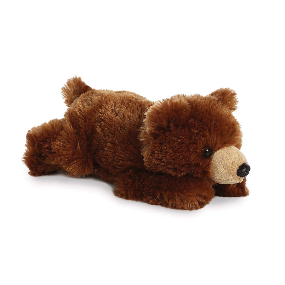 AURORA Mini Flopsie Grizzly Bear Stuffed Toy - Brown Plush | 8 Inch | Suitable from Birth 1