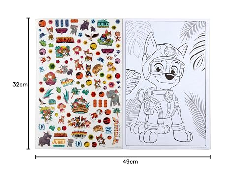 CRAYOLA Paw Patrol Jungle Pups Giant Colouring Pages with 100 Stickers | Ages 3+ 6