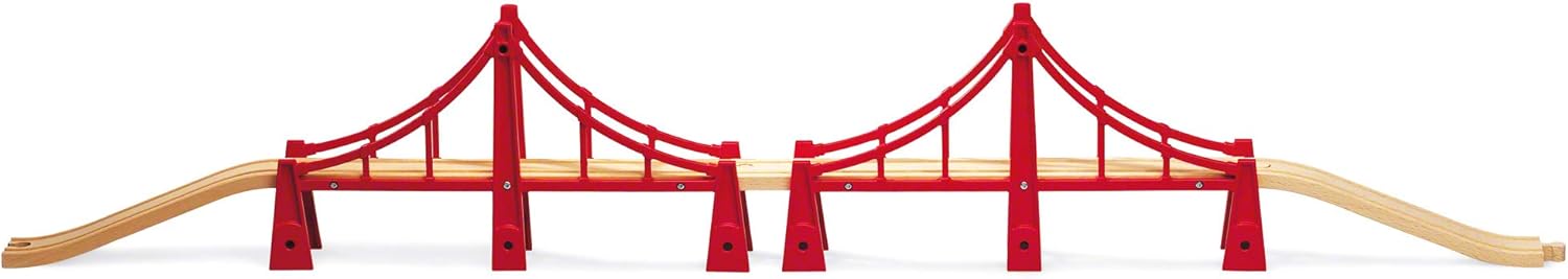 BRIO World Double Suspension Train Bridge - Wooden Train Set Accessory for Kids 3+ 6