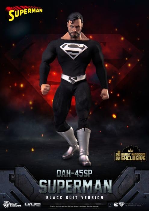 Beast Kingdom Superman Black Suit 1:9 Scale Action Figure - DC Comics Collectible for Ages 15+